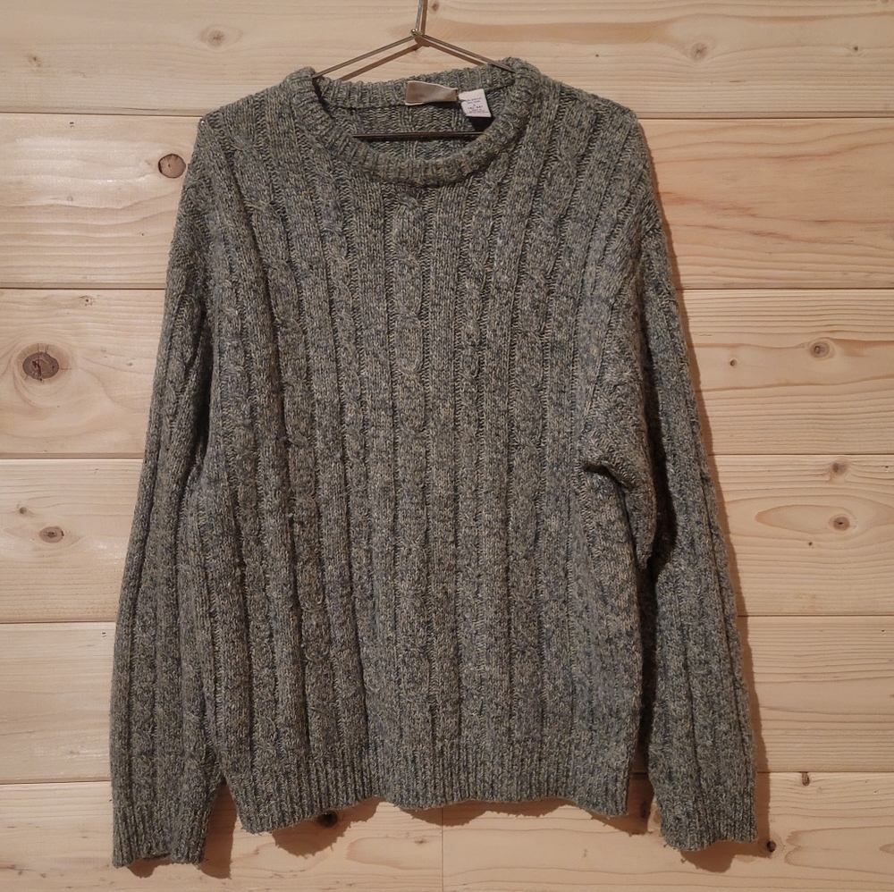 Vintage Northcrest Men's Knitted Crewneck Sweater Size L 22x27 30% Wool Blend